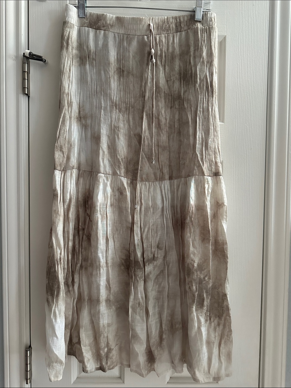 AGB Neutral Tie-Dye Maxi Crinkle Skirt Earthy Boho Gypsy S/M? Cottagecore